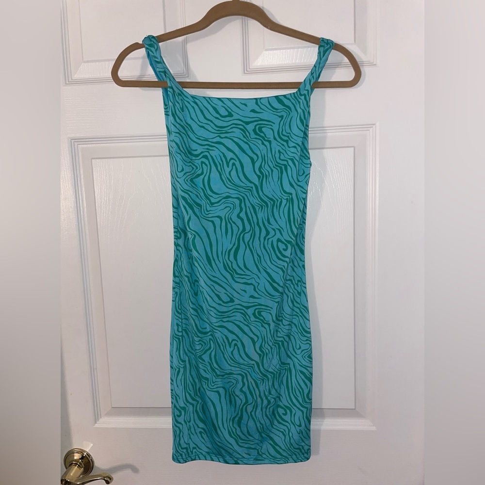 Blue and green zebra print dress - Picture 1 of 2